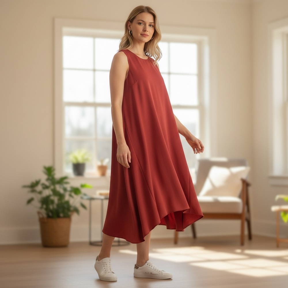 NWT Lafayette 148 NY Chic Flame Red Maxi Dress XXL Sleeveless A-Line Lagenlook - Picture 14 of 14